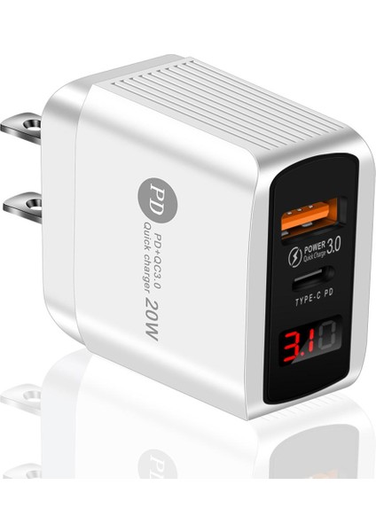 20WPD+QC Dijital Ekran Hızlı Şarj Çift Bağlantı Noktalı Ekran Cep Telefonu Şarj Başlığı Geartronic (Yurt Dışından)