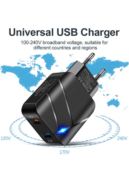 USB Şarj Aleti Hızlı Şarj 3.0 2 Port Qc4.0 Hızlı Şarj iPhone Samsung Xiaomi Huawei Tablet Için Akıllı Telefon LED Aydınlatma Adaptörü (Yurt Dışından) modelleri