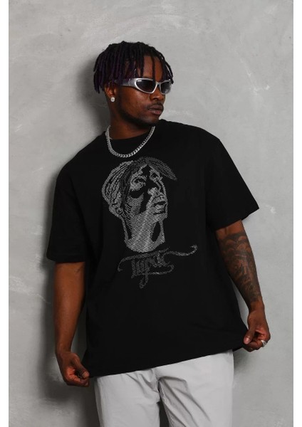 Erkek Taşlı Bisiklet Yaka T-Shirt 20/1 Penye - Siyah fiyatları