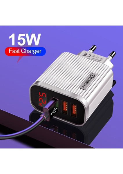 3 Port USB Şarj Cihazı LED Ekran 3.1A Hızlı Şarj Akıllı Cep Telefonu Şarj Cihazı iphone 13 Samsung Xiaomi Tablet Hızlı Şarj Cihazı (Yurt Dışından)