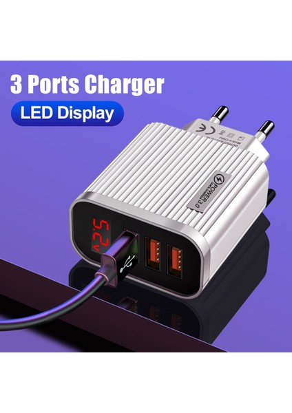 3 Port USB Şarj Cihazı LED Ekran 3.1A Hızlı Şarj Akıllı Cep Telefonu Şarj Cihazı iphone 13 Samsung Xiaomi Tablet Hızlı Şarj Cihazı (Yurt Dışından) fırsatları