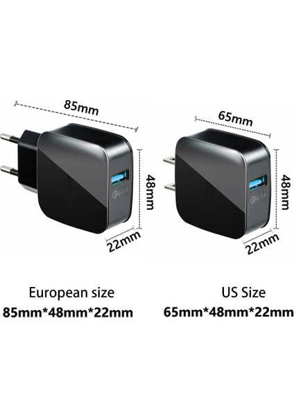 Qc3.0 Cep Telefonu Şarj Adaptörü 5V3A Evrensel Akıllı Telefon Için Hızlı Şarj USB Hızlı Şarj Siyah Ab Tak (Yurt Dışından) modelleri