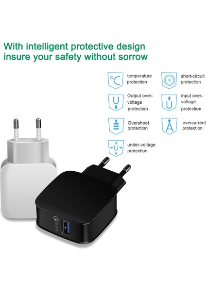 Qc3.0 Cep Telefonu Şarj Adaptörü 5V3A Evrensel Akıllı Telefon Için Hızlı Şarj USB Hızlı Şarj Siyah Ab Tak (Yurt Dışından) indirimleri