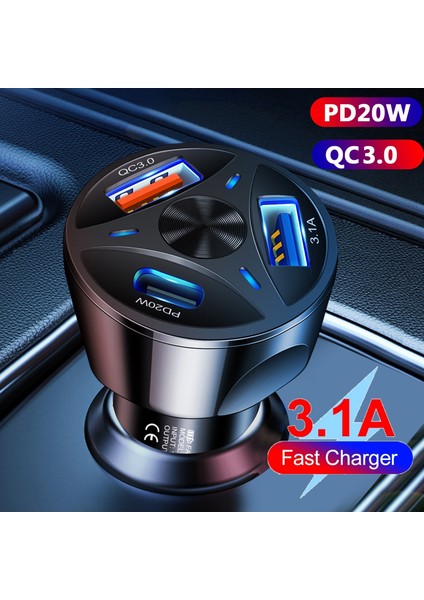 Pd 20W Araç Şarj Cihazı iPhone 14 13 Pro Max iPad Xiaomi 12 Qc 3.0 3.1A USB Tip C Telefon Hızlı Şarj Cihazı Oneplus Samsung Için Otomatik (Yurt Dışından)