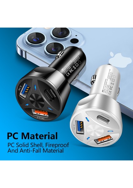 Pd 20W Araç Şarj Cihazı iPhone 14 13 Pro Max iPad Xiaomi 12 Qc 3.0 3.1A USB Tip C Telefon Hızlı Şarj Cihazı Oneplus Samsung Için Otomatik (Yurt Dışından) fiyatları