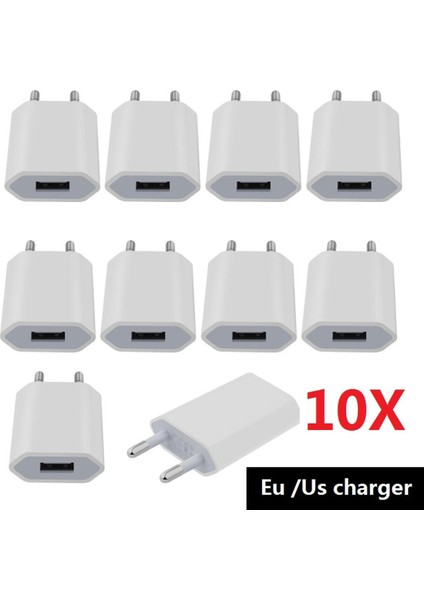 10 Adet/grup Abd/ab Tak 5 V 1A Ac USB Şarj Duvar Güç Adaptörü Samsung Için iphone Htc Huawei Xiaomi Cep Telefonu Şarj Cihazı (Yurt Dışından)