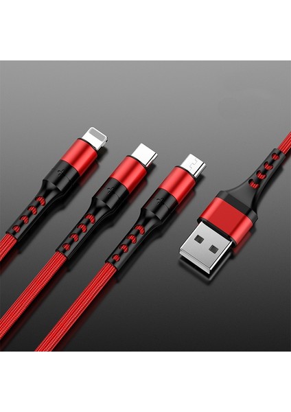 3in1 Veri USB Kablosu iPhone Için Hızlı Şarj Cihazı Şarj Kablosu Android Telefon Için Tip C Xiaomi Huawei Samsung Şarj Kablosu iPad Için (Yurt Dışından) modelleri