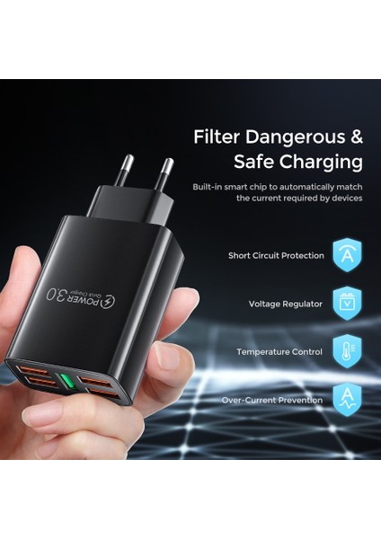 USB Şarj Aleti 60W Telefon Şarj Cihazı 5 Port Qc 3.0 Hızlı Şarj Adaptörü iPhone 13 12 11 Samsung Huawei P30 P50 USB Chargeur (Yurt Dışından) fırsatları