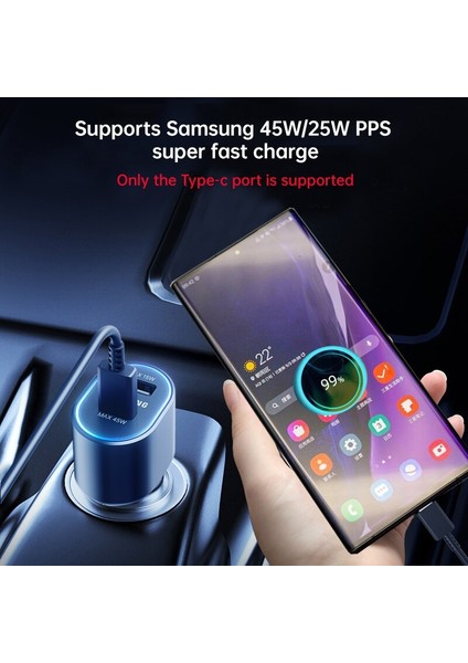 45W Orijinal Tip C Araç Şarj Cihazı USB A 60W Hızlı Şarj Pd Carregador Samsung Galaxy S22 Ultra S21 S20 Not 20 Tab S8 Tipo (Yurt Dışından) fırsatları