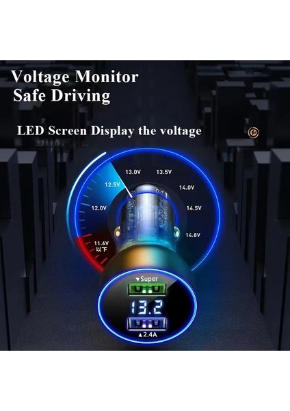 USB Araç Şarj Çift Bağlantı Noktalı 120W Süper Hızlı Şarj Adaptörü Samsung Galaxy Xiaomi Huawei iPhone 13 12 11 Pro Max 7 8 Artı (Yurt Dışından) fiyatları