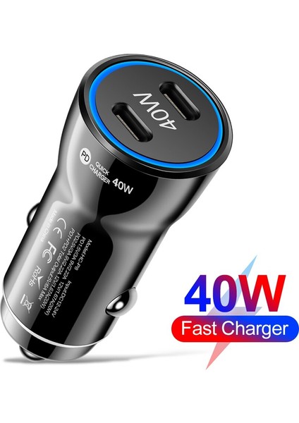 40W Çift Pd Araba Şarjı USB Tip C Hızlı Araba Şarjı Telefon Adaptörü iPhone 14 13 Xiaomi Huawei Samsung S21 S22 Hızlı Şarj (Yurt Dışından)