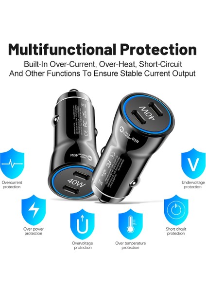 40W Çift Pd Araba Şarjı USB Tip C Hızlı Araba Şarjı Telefon Adaptörü iPhone 14 13 Xiaomi Huawei Samsung S21 S22 Hızlı Şarj (Yurt Dışından) indirimleri