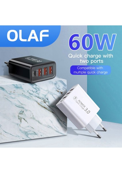 Olaf USB C Şarj Cihazı 4 Port Hızlı Şarj Adaptörü Tip C Hızlı Şarj Qc 3.0 Süper Duvar Şarj Cihazı iPhone Huawei Samsung Xiaomi Için (Yurt Dışından)