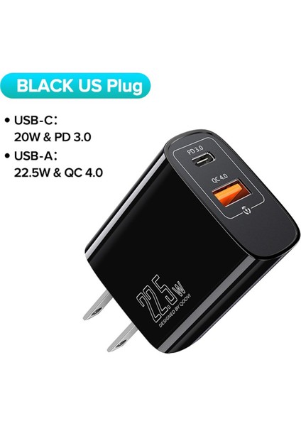 Qoovı 5A USB Şarj Cihazı Çift Port Pd3.0 20W Hızlı Şarj Qc3.0 Adaptörü Cep Telefonu USB C Duvar Şarj Cihazı (Yurt Dışından)