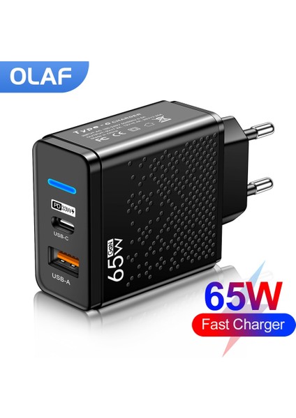 65W USB C Şarj Cihazı USB Tip C Hızlı Şarj Cihazı Qc3.0 Cep Telefonu Şarj Adaptörü iPhone 13 12 Samsung Xiaomi Huawei Tablet (Yurt Dışından)