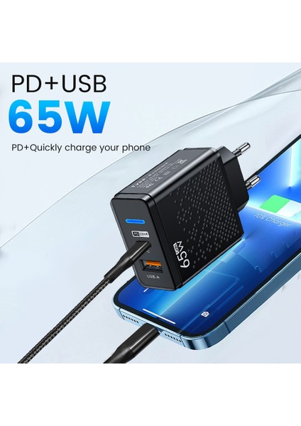 65W USB C Şarj Cihazı USB Tip C Hızlı Şarj Cihazı Qc3.0 Cep Telefonu Şarj Adaptörü iPhone 13 12 Samsung Xiaomi Huawei Tablet (Yurt Dışından) modelleri
