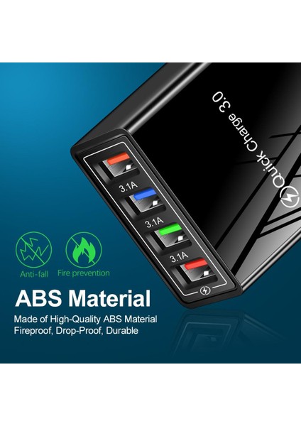 Şarj Kafası 12W 4 USB Cihazları Cep Telefonu Şarj Cihazı 3A Renkli Şarj Kafası Abd / Ab / Ingiltere Tak Siyah Kabuk iPhone Xiaomi Için (Yurt Dışından) fırsatları