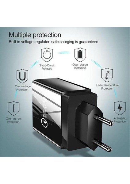 Şarj Kafası 12W 4 USB Cihazları Cep Telefonu Şarj Cihazı 3A Renkli Şarj Kafası Abd / Ab / Ingiltere Tak Siyah Kabuk iPhone Xiaomi Için (Yurt Dışından) indirimleri