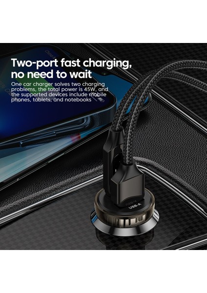 Toocki USB Araba Şarjı Hızlı Şarj Hızlı Şarj 4.0 Qc4.0 Qc3.0 Scp 45W Pd Tip C Araba USB Şarj Cihazı iPhone Xiaomi Samsung Için (Yurt Dışından) fiyatları