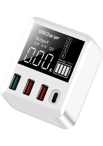 Taşınabilir Qc3.0 4 Bağlantı Noktalı USB Şarj Cihazı Çok Bağlantı Noktalı Şarj Cihazı 40W Hızlı Şarj Kompakt Tasarım LED Ekranlı Cep Telefonu Adaptörü (Yurt Dışından) fiyatları