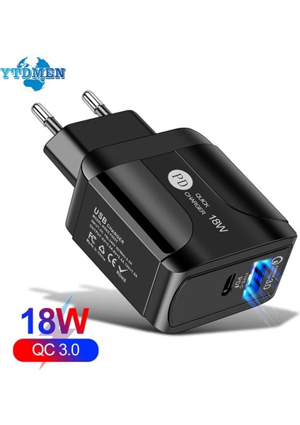 USB Tip C Şarj Cihazı Mini Hızlı Şarj 18W Pd Yüksek Hızlı Telefon Güç Adaptörü iPhone 13 12 Apple Samsung Xiaomi Hızlı Şarj (Yurt Dışından)