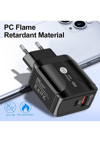 USB Tip C Şarj Cihazı Mini Hızlı Şarj 18W Pd Yüksek Hızlı Telefon Güç Adaptörü iPhone 13 12 Apple Samsung Xiaomi Hızlı Şarj (Yurt Dışından) fiyatları