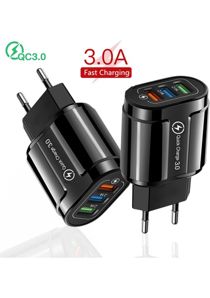 3 Port USB Şarj Aleti Hızlı Şarj 3.0 iphone Samsung Xiaomi Huawei Oneplus Evrensel Hızlı Şarj Duvar Cep Telefonu Şarj Cihazı (Yurt Dışından)