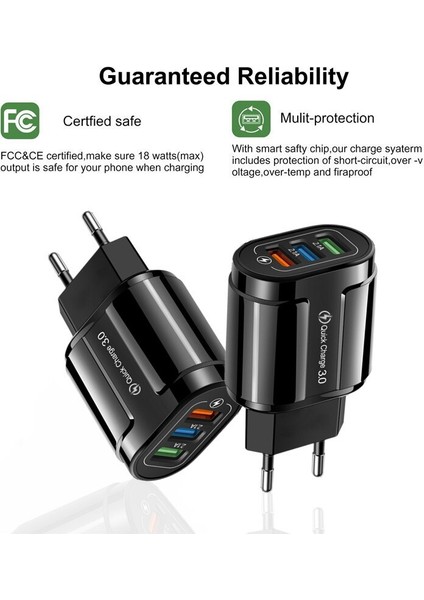 Gtwın 3 Port USB Şarj Aleti iPhone 12 Duvar Hızlı Şarj Cihazı 3.0 Cep Telefonu Şarj Adaptörü Samsung Xiaomi Mi Not 10 Huawei (Yurt Dışından) indirimleri