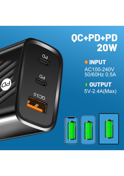 Eğimli USB Şarj Cihazı Tipi C Şarj Cihazı 3 Bağlantı Noktası Şarj Samsung Huawei Oppo Vivo Tablet Telefon Şarj Cihazı (Yurt Dışından) modelleri