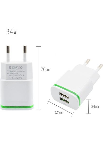 LED Işık 2 USB Şarj Cihazı 2A Ab Abd Hızlı Şarj Duvar Adaptörü Iphone 8 8p 7 6 Xiaomi Redmi 4x Not 4x5 Artı 5 NOTE5A Redmi 2A (Yurt Dışından) fiyatları