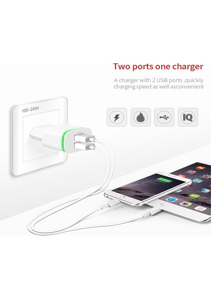 LED Işık 2 USB Şarj Cihazı 2A Ab Abd Hızlı Şarj Duvar Adaptörü Iphone 8 8p 7 6 Xiaomi Redmi 4x Not 4x5 Artı 5 NOTE5A Redmi 2A (Yurt Dışından) indirimleri