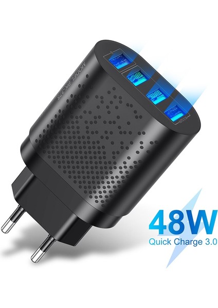USB Şarj Cihazı 3A Hızlı Şarj 3.0 Cep Telefonu Şarj Cihazı IPhone 11 Samsung Xiaomi 4 Port 48W Hızlı Duvar Şarj Cihazları Ab/abd Tak (Yurt Dışından)