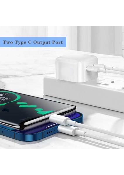 35W Gan Şarj Cihazı 2 Bağlantı Noktalı Hızlı Şarj C Tipi Pd Hızlı Şarj Cihazı Taşınabilir Seyahat Duvar USB C iPhone Şarj Cihazı 13 12 11 Pro Max iPad (Yurt Dışından) modelleri