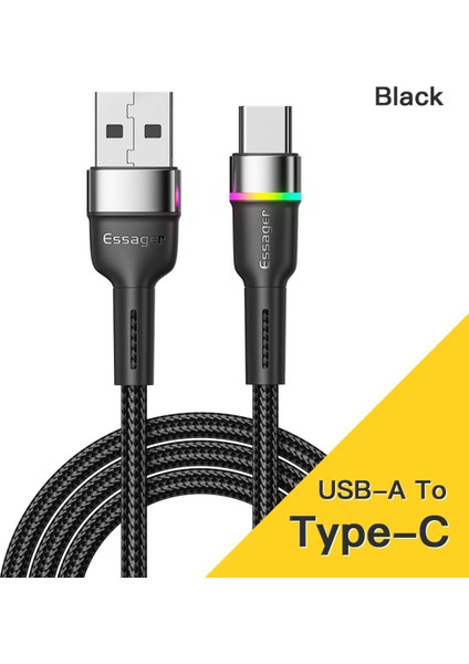 Essager 3A USB C Tipi Kablo Cep Cep Telefonu Şarj Cihazı Hızlı Şarj Kablosu Xiaomi 11 12 Poco F3 Realme Huawei Oneplus Veri Kablosu (Yurt Dışından)