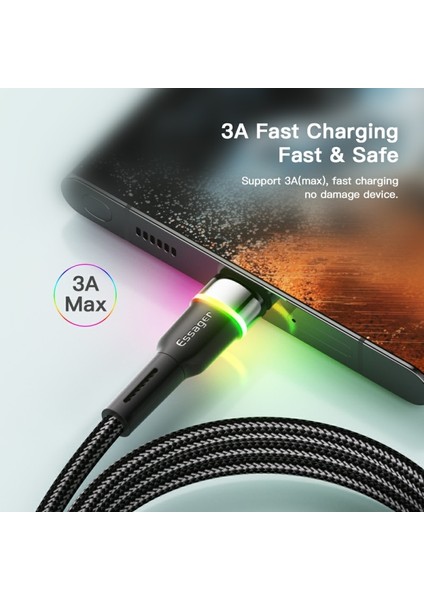 Essager 3A USB C Tipi Kablo Cep Cep Telefonu Şarj Cihazı Hızlı Şarj Kablosu Xiaomi 11 12 Poco F3 Realme Huawei Oneplus Veri Kablosu (Yurt Dışından) indirimleri