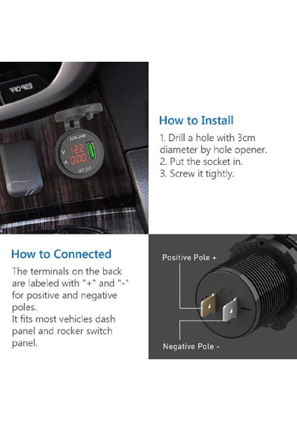 Qc 3.0 USB Araç Şarj Soketi Adaptörü Voltmetre Ampermetre Cep Telefonu Için (Yurt Dışından) indirimleri