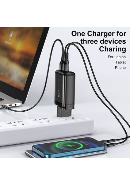 Uslıon 65W Gan USB Tip C Şarj Cihazı Dizüstü Macbook Qc Pd 3.0 Hızlı Şarj Telefon Adaptörü Samsung iPhone 14 13 Pro Poco F4 X4 (Yurt Dışından) fırsatları