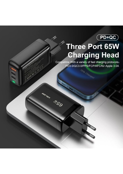 Uslıon 65W Gan USB Tip C Şarj Cihazı Dizüstü Macbook Qc Pd 3.0 Hızlı Şarj Telefon Adaptörü Samsung iPhone 14 13 Pro Poco F4 X4 (Yurt Dışından) indirimleri
