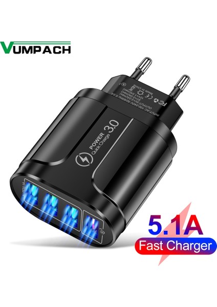 4 USB 45W USB Şarj Cihazı Hızlı Şarj Qc 3.0 Duvar Şarjı iPhone 12 11 Samsung Xiaomi Cep 4 Bağlantı Noktalı Ab Abd Tak Adaptörü Seyahat (Yurt Dışından)