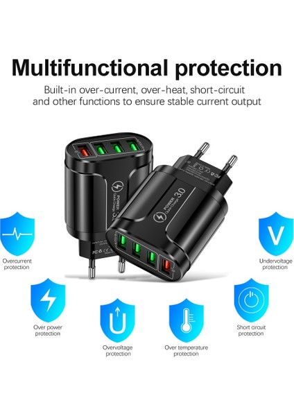4 USB 45W USB Şarj Cihazı Hızlı Şarj Qc 3.0 Duvar Şarjı iPhone 12 11 Samsung Xiaomi Cep 4 Bağlantı Noktalı Ab Abd Tak Adaptörü Seyahat (Yurt Dışından) fiyatları