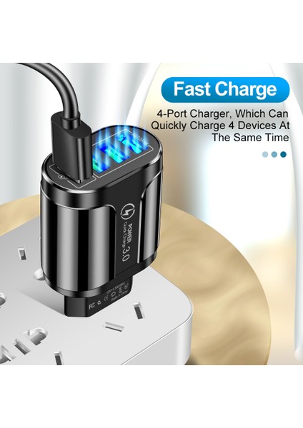 4 USB 45W USB Şarj Cihazı Hızlı Şarj Qc 3.0 Duvar Şarjı iPhone 12 11 Samsung Xiaomi Cep 4 Bağlantı Noktalı Ab Abd Tak Adaptörü Seyahat (Yurt Dışından) indirimleri