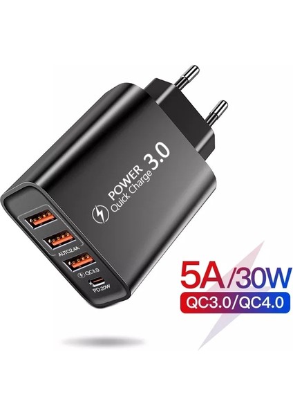 5A 30W 4 Port USB Şarj Aleti Hızlı Şarj Hızlı Duvar Şarj Cihazı Xiaomi IPHONE11 Taşınabilir Telefon Şarj Cihazı Qc 3.0 Adaptörü Ab/abd Tak (Yurt Dışından)