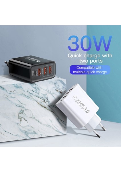 5A 30W 4 Port USB Şarj Aleti Hızlı Şarj Hızlı Duvar Şarj Cihazı Xiaomi IPHONE11 Taşınabilir Telefon Şarj Cihazı Qc 3.0 Adaptörü Ab/abd Tak (Yurt Dışından) indirimleri