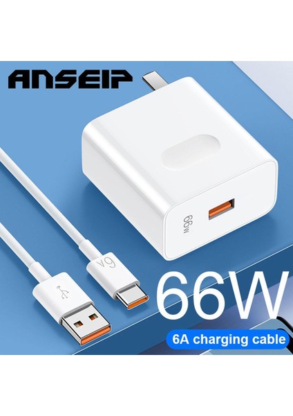 Anseıp USB Tipi C Şarj Cihazı 6A USB Kablosu 66W Süper Hızlı Şarj Aleti Kablosu Için Huawei Mate 20 30 40 Pro USB C Şarj Xiaomi Samsung Için (Yurt Dışından)