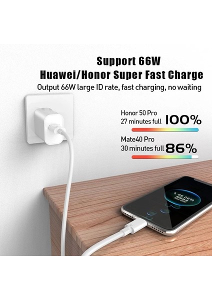 Anseıp USB Tipi C Şarj Cihazı 6A USB Kablosu 66W Süper Hızlı Şarj Aleti Kablosu Için Huawei Mate 20 30 40 Pro USB C Şarj Xiaomi Samsung Için (Yurt Dışından) modelleri