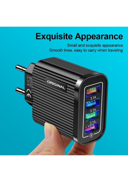 IPhone Şarj Cihazı Için 5V 3.1A USB Şarj Cihazı 4 Port Hızlı Şarj Duvar Telefonu Şarj Cihazı IPhone Samsung Xiaomi Için USB Adaptörü (Yurt Dışından) fırsatları