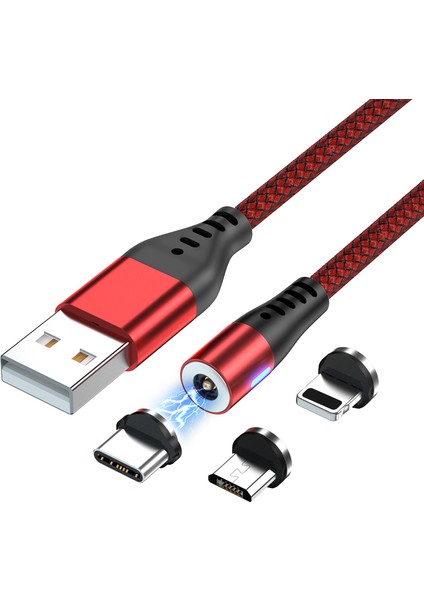 Aufu LED Manyetik USB Şarj Kablosu C Tipi Telefon Kablosu Mıknatıs Şarj Cihazı Mikro USB Kablosu Xiaomi Samsung iPhone 12 Için (Yurt Dışından)