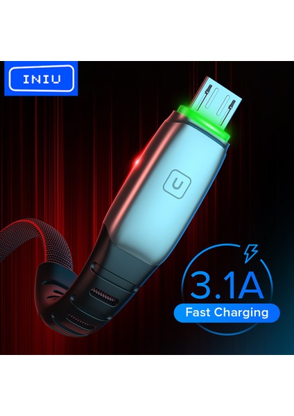 Inıu 3.1A Tip C USB Kablosu LED USB Mikro Hızlı Şarj Cep Telefonu Şarj Cihazı Veri Kablosu Huawei Xiaomi Mi Redmi Samsung Lg (Yurt Dışından) fiyatları