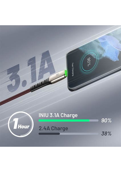 Inıu 3.1A Tip C USB Kablosu LED USB Mikro Hızlı Şarj Cep Telefonu Şarj Cihazı Veri Kablosu Huawei Xiaomi Mi Redmi Samsung Lg (Yurt Dışından) modelleri