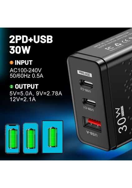 30W USB C Şarj Cihazı Hızlı Şarj Hızlı Şarj 3.0 Pd USB Şarj Cihazı C Tipi Cep Telefonları iphone Xiaomi Samsung Huawei Için Şarj Cihazları (Yurt Dışından) modelleri